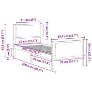 Рамка за легло с таблото Светлосиво 80 x 200 cm текстил