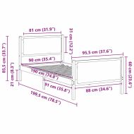 Рамка за легло с таблото Тъмен сив 90 x 190 cm текстил