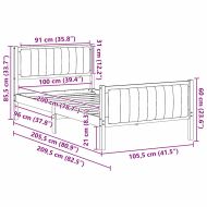 Рамка на леглото Кафяв и черен 100 x 200 cm Борово дърво масив