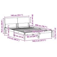 Рамка на леглото Кафяв и черен 140 x 200 cm Борово дърво масив