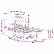 Рамка на леглото Кафяв и черен 120 x 200 cm Борово дърво масив