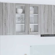 Висящ шкаф с врата Сив Сонома 80 x 31 x 80 см Инженерно дърво