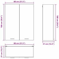 Висящ шкаф Циментено сиво 80 x 31 x 100 см Инженерно дърво