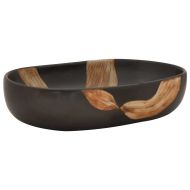 Мивка за плот, черна, овална, 59x40x14 см, керамика