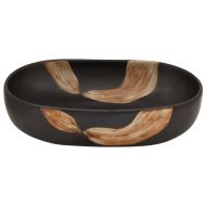 Мивка за плот, черна, овална, 59x40x14 см, керамика