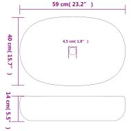 Мивка за плот, черно и синьо, овална, 59x40x14 см, керамика