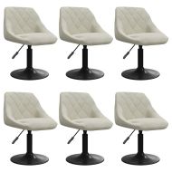 Въртящи се трапезни столове, 6 бр, кремави, кадифе