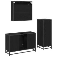 Комплект мебели за баня с рафт 3 pcs Черния дъб Инженерно дърво