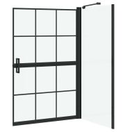 Екран за душ и вана Черен и прозрачен 116 x 68 x 128 см