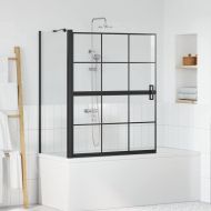 Екран за душ и вана Черен и прозрачен 116 x 68 x 128 см