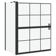 Екран за душ и вана Черен и прозрачен 116 x 68 x 128 см