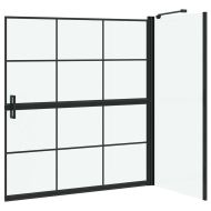 Екран за душ и вана Черен и прозрачен 116 x 68 x 128 см