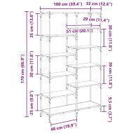 Рафт за книги Старо дърво 100 x 32 x 170 см Инженерно дърво