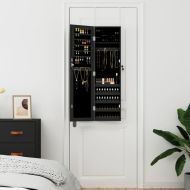 Огледален шкаф за бижута, стенен монтаж, черен, 30x8,5x67 см