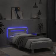 Рамка за легло с табла и LED осветление, бяла, 90x190 см