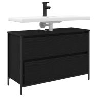 Шкаф за баня с чекмеджета Черен дъб 90x34,5x60 cm