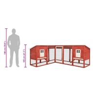 Външна клетка за зайци с пътечка, червено и бяло, чам масив