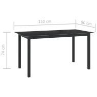 Градински трапезен комплект, 7 части, алуминий, черен