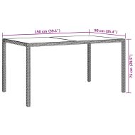 Градинска маса 150x90x75 см закалено стъкло и полиратан черна