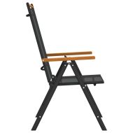 Градински трапезен комплект, 7 части, черно и кафяво, алуминий