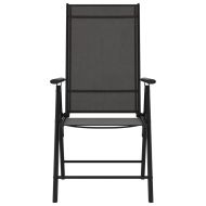 Градински трапезен комплект, 7 части, черен, алуминий