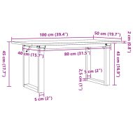 Кафе маса О-образна рамка 100x50x45 см бор масив и стомана