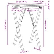 Трапезна маса X-образна рамка 50x50x75 см бор масив и стомана