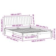 Рамка за легло Кафяво 160 x 200 cm Солидно борово дърво