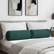 Възглавници валяци 2 pcs Тъмен зелен Ø 25 x 70 см текстил