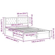 Рамка за легло Светлосиво 140 x 200 cm Солидно борово дърво