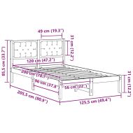 Рамка за легло Таупе 120 x 200 cm Солидно борово дърво