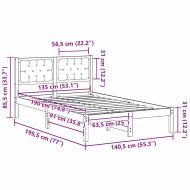 Рамка за легло Светлосиво 135 x 190 cm Солидно борово дърво