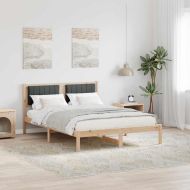 Леглова рамка с тапицирана гръбна част Тъмен сив 140 x 190 cm