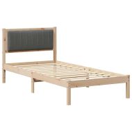 Леглова рамка с тапицирана гръбна част Тъмен сив 90 x 200 cm