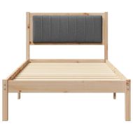 Леглова рамка с тапицирана гръбна част Тъмен сив 90 x 200 cm