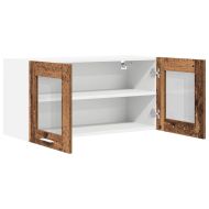 Висящ шкаф с врата Стара дървесина и бяло 80 x 31 x 40 см