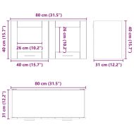 Висящ шкаф с врата Стара дървесина и бяло 80 x 31 x 40 см