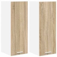 Висящ шкаф с врата 2 pcs Сонома дъб и бяло 30 x 31 x 80 см