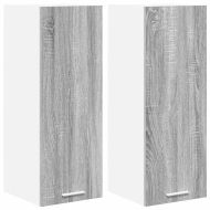 Висящ шкаф с врата 2 pcs Сив Сонома и бяло 30 x 31 x 80 см