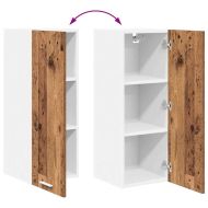 Висящ шкаф с врата 2 pcs Стара дървесина и бяло 30 x 31 x 80 см
