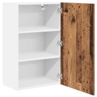 Висящ шкаф с врата Стара дървесина и бяло 50 x 31 x 80 см