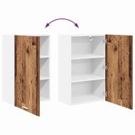 Висящ шкаф с врата Стара дървесина и бяло 50 x 31 x 80 см