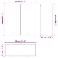 Висящ шкаф с врата Сив Сонома 80 x 31 x 80 см Инженерно дърво
