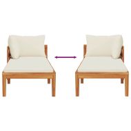 Шезлонг с 1 подлакътник, кремавобял, акациево дърво масив