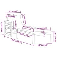 Шезлонг с 1 подлакътник, кремавобял, акациево дърво масив