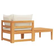 Градински лаундж комплект с кремави възглавници 2 части акация