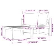 Градински лаундж комплект с кремави възглавници 2 части акация