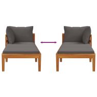 Шезлонг с 1 подлакътник, тъмносив, акациево дърво масив