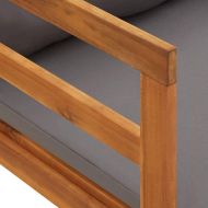 Шезлонг с 1 подлакътник, тъмносив, акациево дърво масив