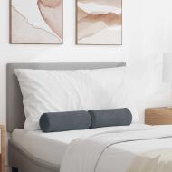 Възглавници валяци 2 pcs Тъмен сив Ø 15 x 40 см Кордюрова тъкан